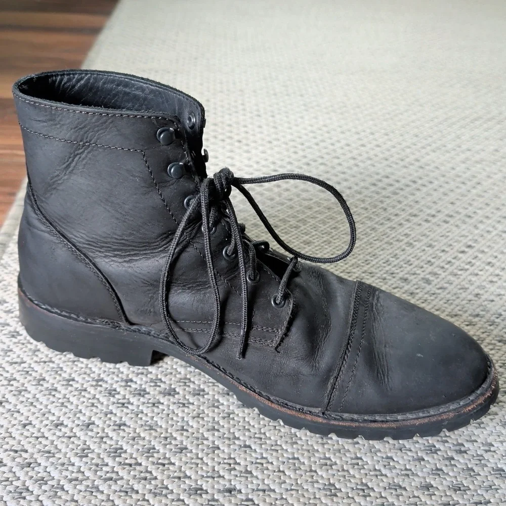 Thursday Boot Company StormKing Captain Matte Black Leather Cap Toe Boots Sz 15